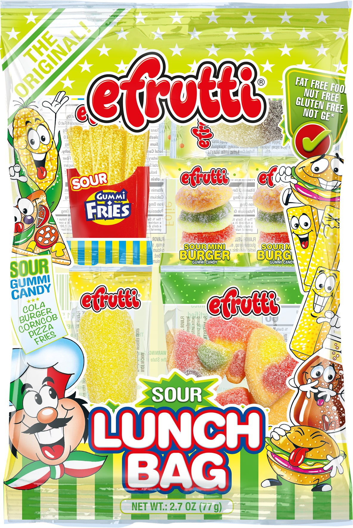 efrutti Gummi Sour Lunch, 2.70 oz (77 g), made in China