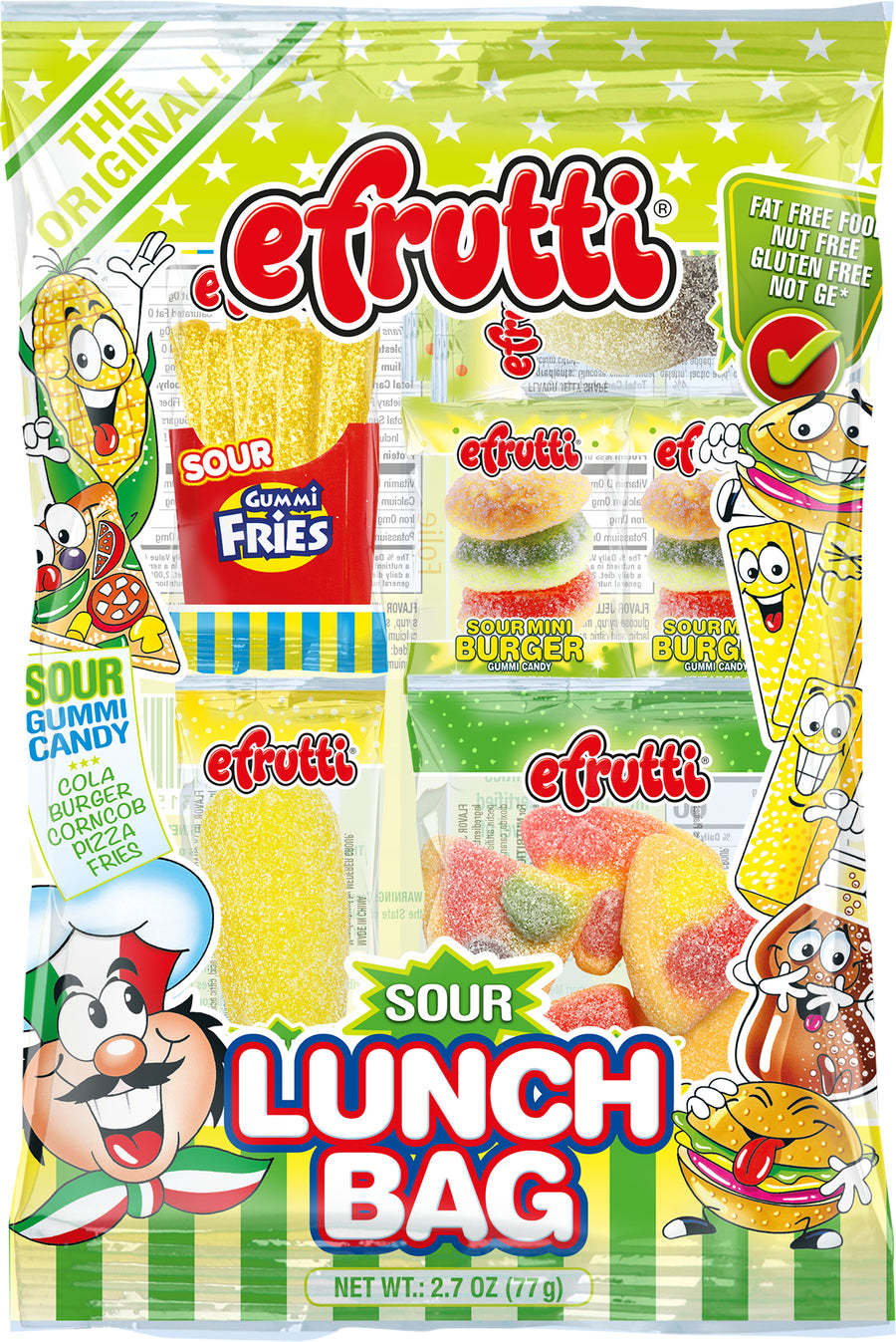 efrutti Gummi Sour Lunch, 2.70 oz (77 g), made in China