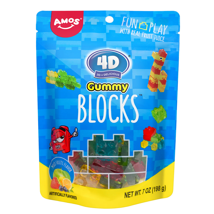 Amos 4D Gummy Blocks, 7 oz (198 G), made in China