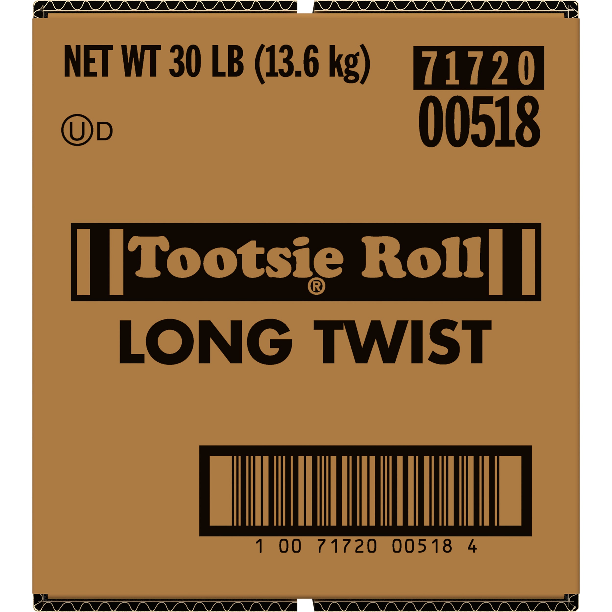 tootsie roll 3" long bulk (1361 pieces), 30 lb, made in the USA