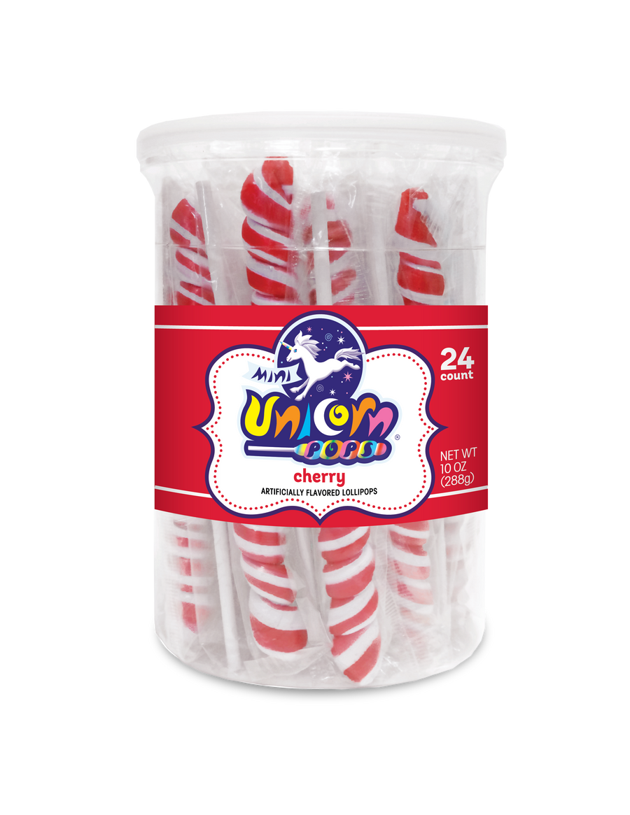 Adams & Brooks Mini Unicorn bubble gum jars, Red, 10 oz box, Mexico