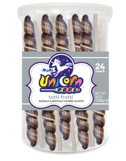 Adams & Brooks Mini Unicorn bubble gum jars, Silver, 10 oz box, Mexico
