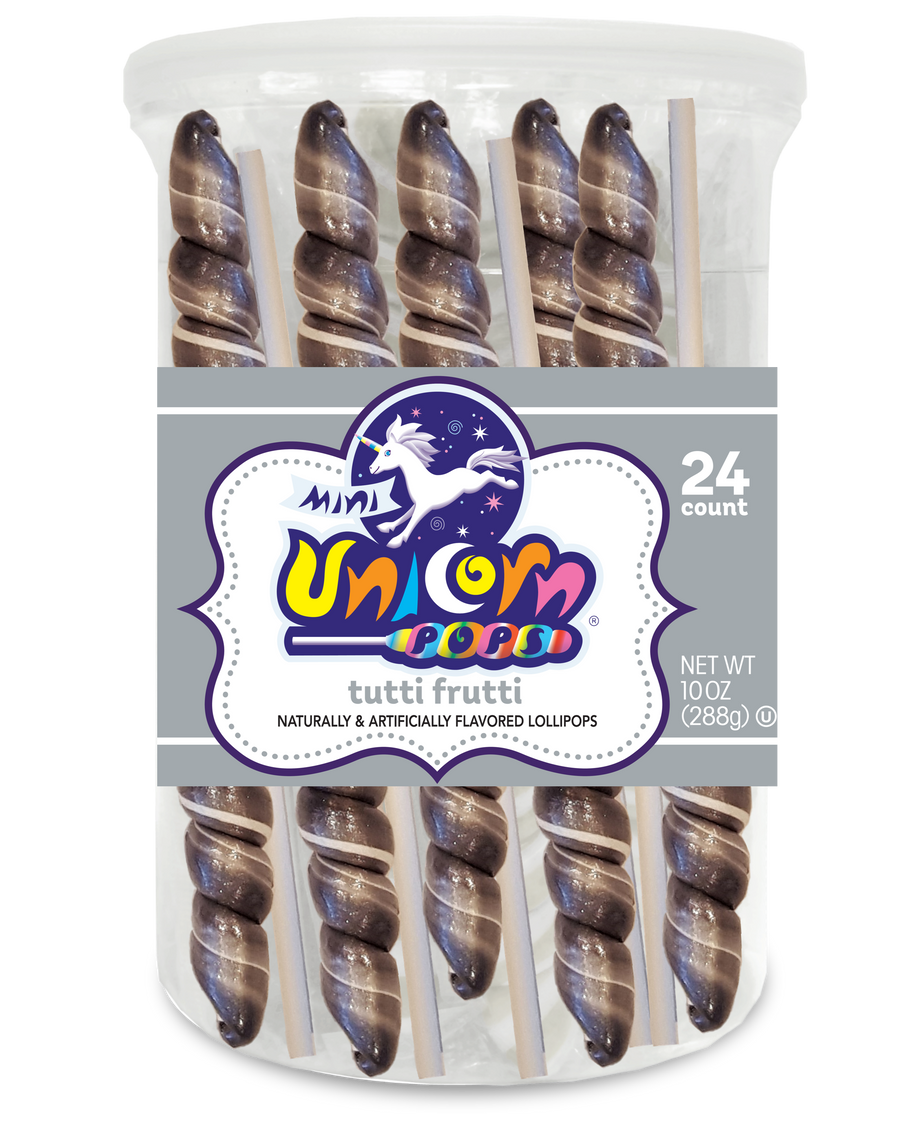 Adams & Brooks Mini Unicorn bubble gum jars, Silver, 10 oz box, Mexico