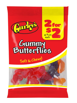 Gurleys Candy Line Gummy Butterflies, case of 12, made in United States