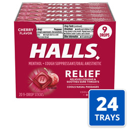 Halls Stick Cherry, 9 pc, made in Canada
