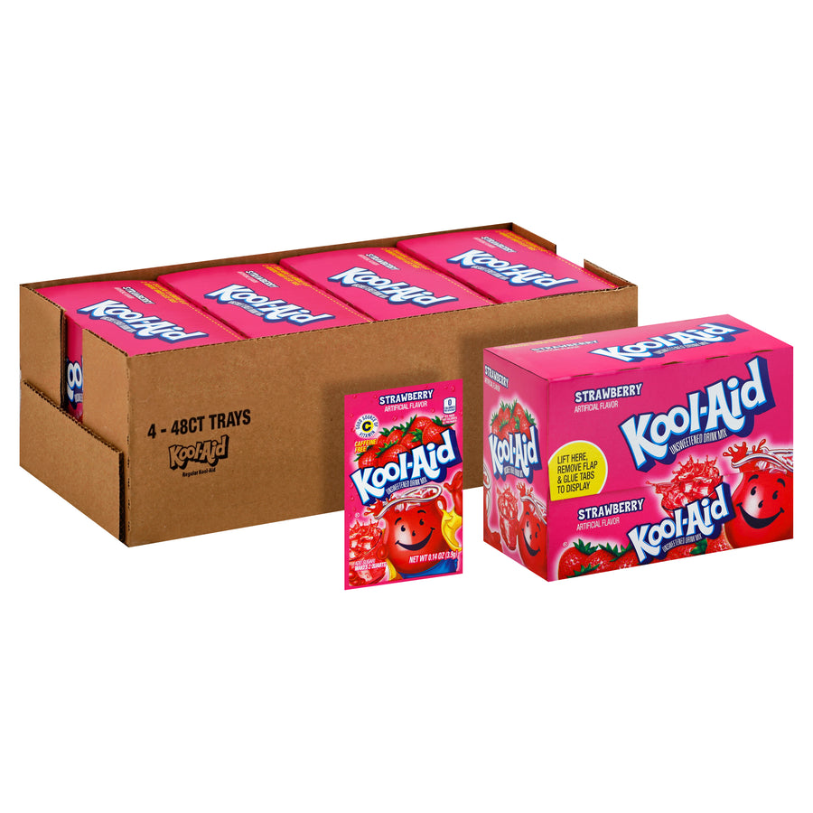 Kool-Aid Unsweetened Strawberry, 0.14 oz (4 g), made in the USA