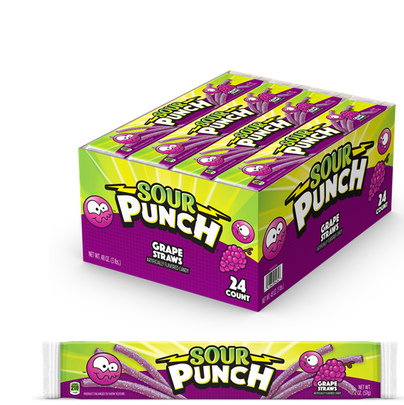 Sour Punch Grape Straws, 2.00 oz (57 G), made in USA