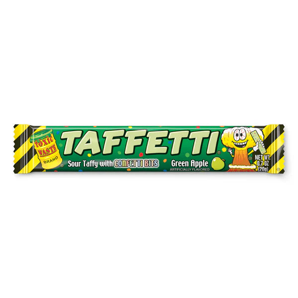 Toxic Waste Taffetti Green Apple . taffy, .70 oz, made in Pakistan